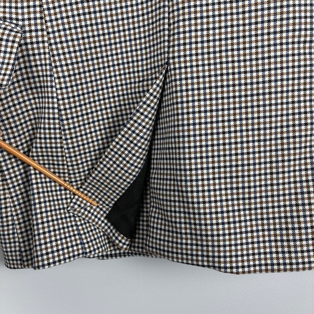 Zara Blazer XS Brown Blue Houndstooth Viscose Blend Dark Academia Career Chic - Picture 11 of 16